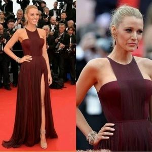 NWT Celeb pleated Crepe strapless Maxi Dress Formal prom, burgundy red, Sz.2